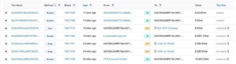 FTX Hacker Transactions