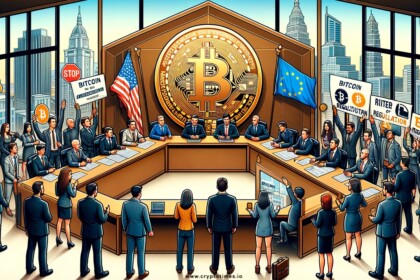 Crypto Is The Defining Political Issue, Parliament and US & Europe flag is showing