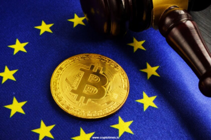 Bitcoin logo with Europe Flag