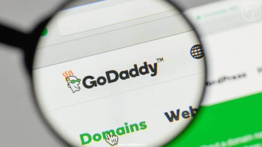 GoDaddy logo with Magnify glass in search bar