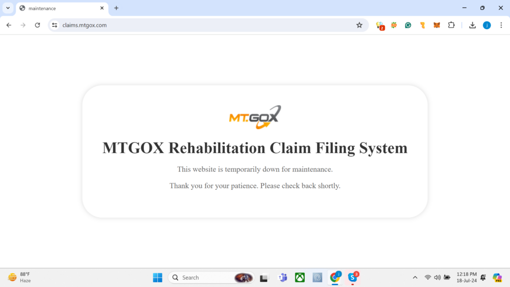 Mt. Gox webitite close for Maintenece