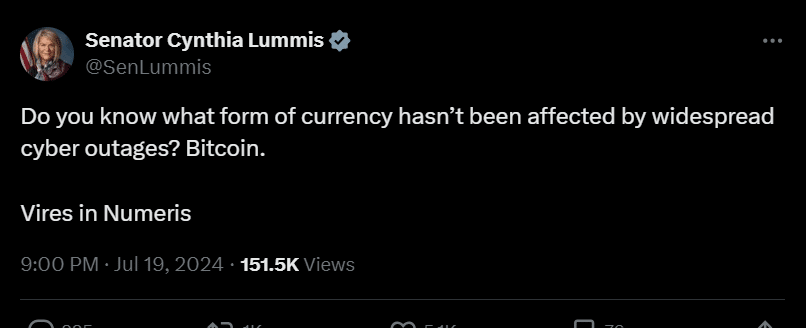 Cynthia Lummis on Bitcoin