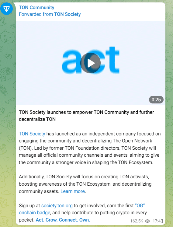 TON Society Launches to Empower the TON Community