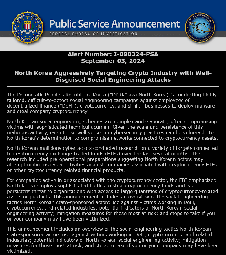 FBI Warning on North Korea