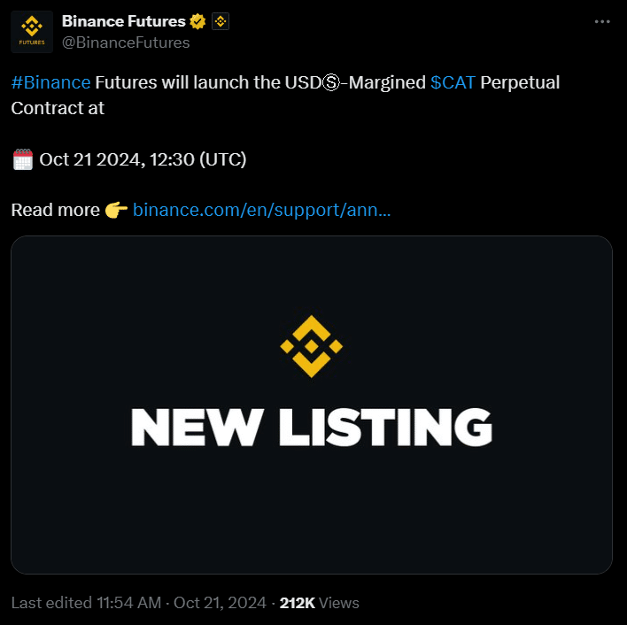 Binance announcement