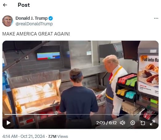 Trump Takes to the Fry Station in Pennsylvania McDonald's