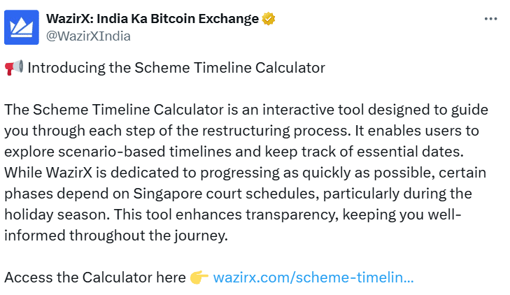 WazirX introduces the Scheme Timeline Calculator