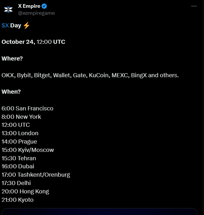 X Empire Token $X is Launching Tomorrow