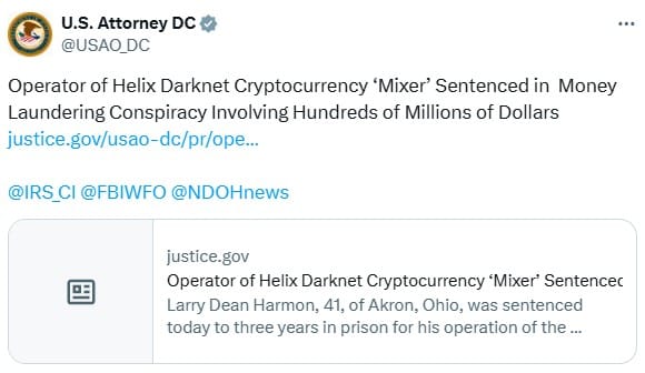 Ohio Man Sentenced to 3 Years for Laundering 0M in Bitcoin