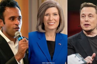 Senator Joni Ernst with Elon Musk and Vivek Ramaswamy