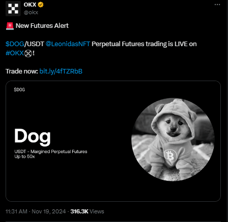 DOGS perpetual futures launch on OKX