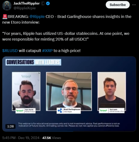 Brad Garlinghouse’s interview with eToro