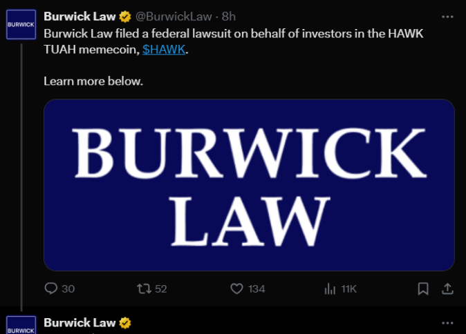 Burwick Law filed against Hawk Tuah memecoin creators 