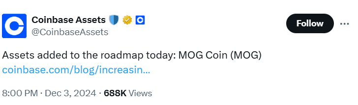 Coinbase adds MogCoin