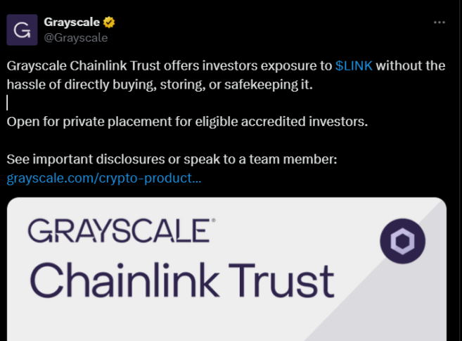 Grayscale announces Chainlink ($LINK) Trust