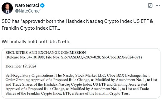 SEC Approves Hashdex and Frankline's Crypto ETFs