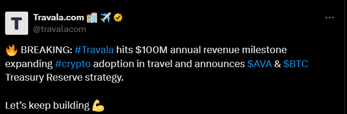 Travala announce $100M on X