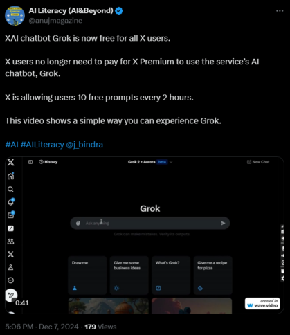 X user AI Literacy confirmed that the chatbot is new 
