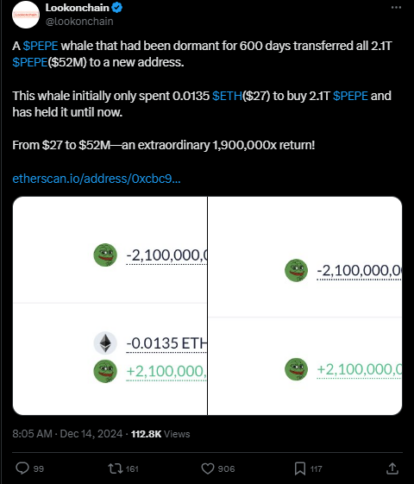 Pepe trader makes money looknonchain reports