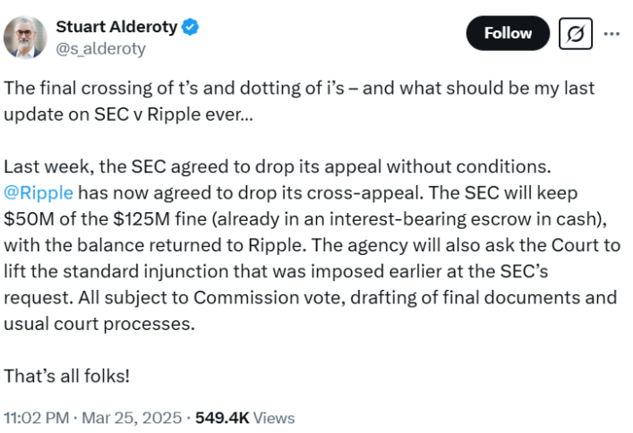 SEC vs Ripple Case Dropped Forever! Case settled for $50M